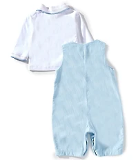 Petit Ami Baby Boys Corduroy Elephant Applique Coverall and Shirt Set