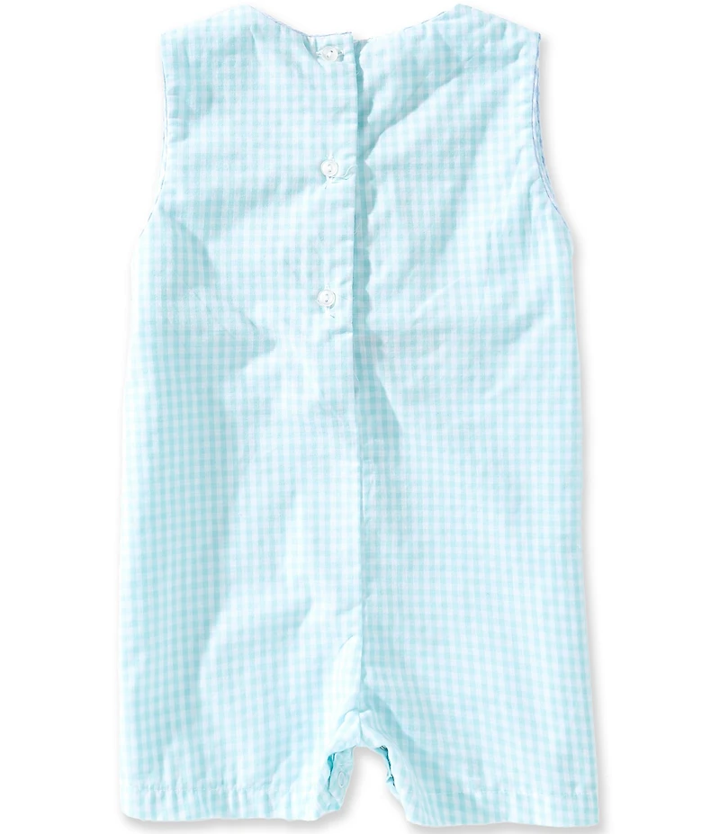 Petit Ami Baby Boys Gingham Lamb And Chick Applique Shortall Jon Jon