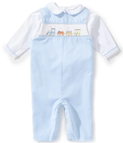 Petit Ami Baby Boys Long Sleeve Smocked Train Longall