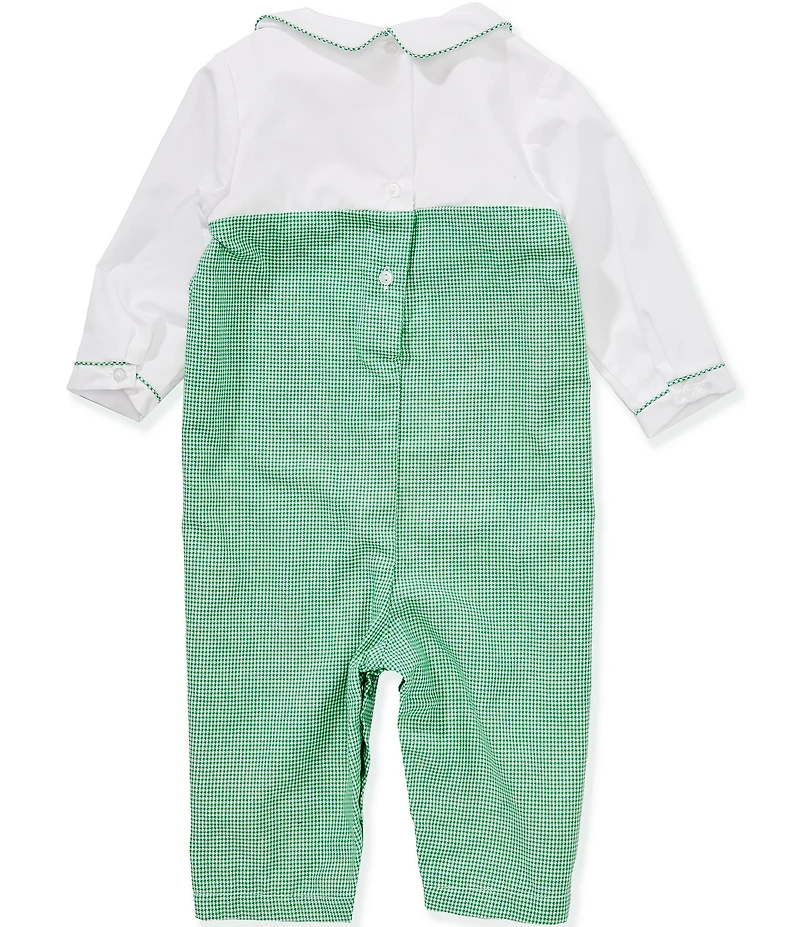 Petit Ami Baby Boys Long-Sleeve Solid/Houndstooth Christmas Tractor Coverall