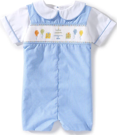 Petit Ami Baby Boys Short Sleeve Hand Picture Smocked Birthday Jon Jon Shortall