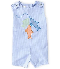 Petit Ami Baby Boys Sleeveless Gigham Fishing Applique Jon Jon Shortall