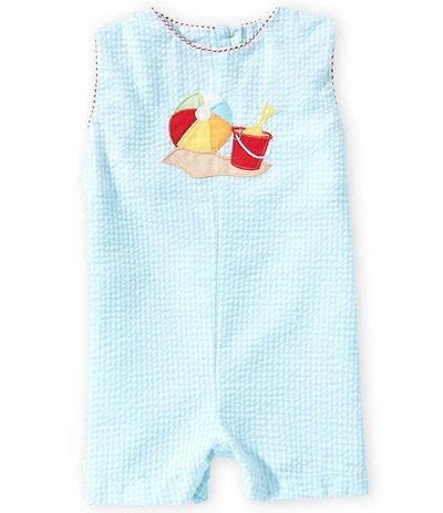 Petit Ami Baby Boys Sleeveless Gingham Beach Applique Jon Jon Shortall