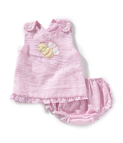 Petit Ami Baby Girls Sleeveless Bumblebee-Applique Popover Top & Matching Bloomer Set
