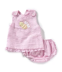 Petit Ami Baby Girls Sleeveless Bumblebee-Applique Popover Top & Matching Bloomer Set
