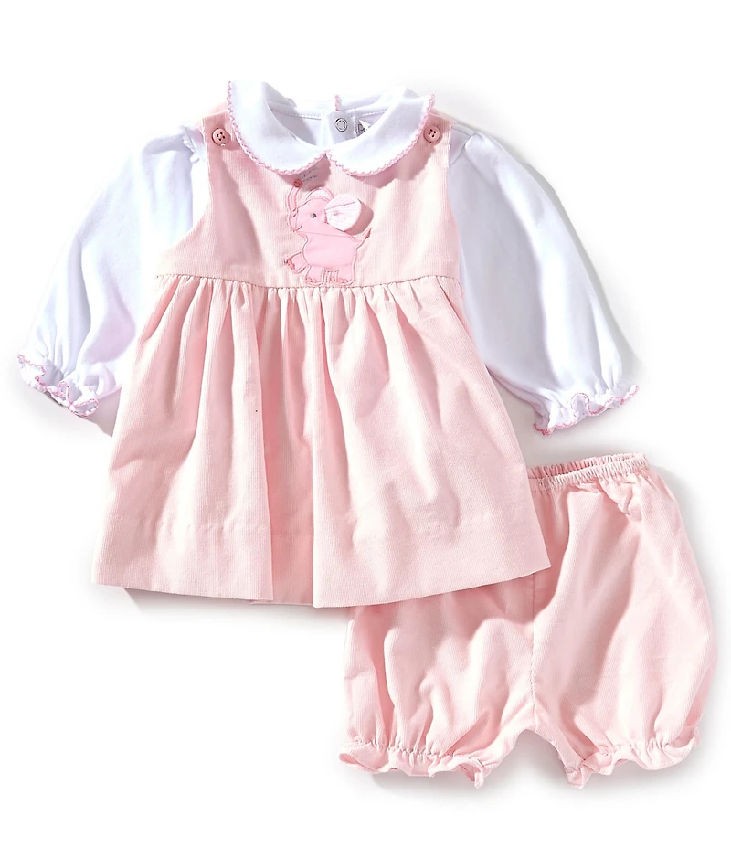 Petit Ami Baby Girls Corduroy Elephant Applique Jumper Dress
