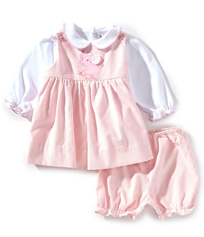 Petit Ami Baby Girls Corduroy Elephant Applique Jumper Dress