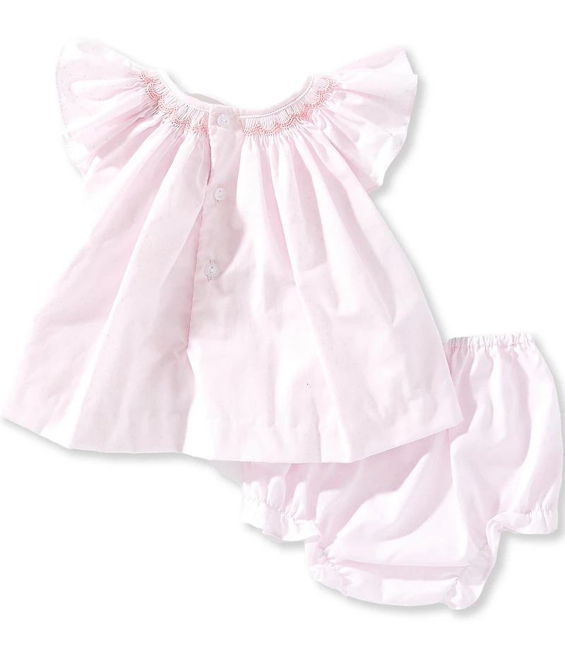 Petit Ami Baby Girls Embroidered Smocked Flutter Sleeve Dress