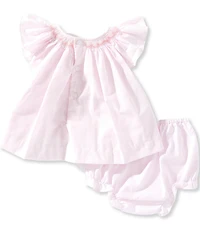 Petit Ami Baby Girls Embroidered Smocked Flutter Sleeve Dress