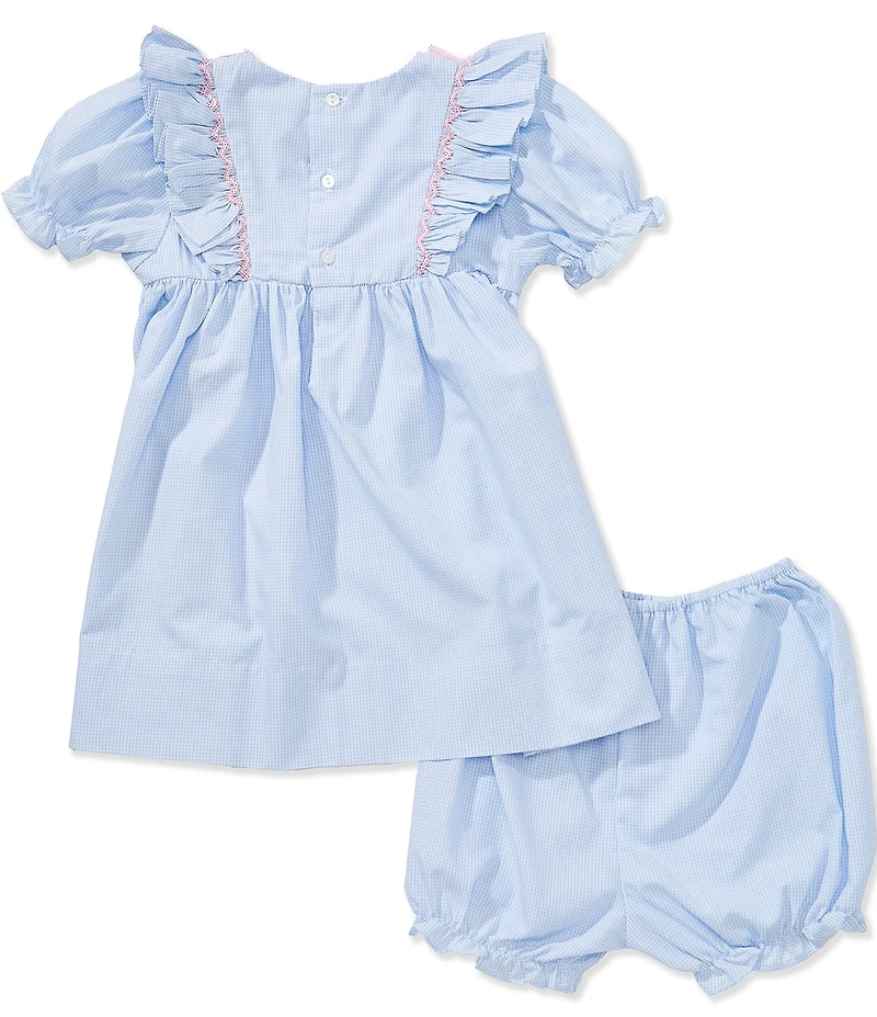 Petit Ami Baby Girls Gingham Bow Accented Ruffled Fit-And-Flare Dress