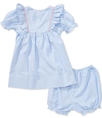 Petit Ami Baby Girls Gingham Bow Accented Ruffled Fit-And-Flare Dress