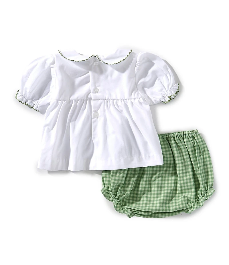 Petit Ami Baby Girls Holiday Hand Embroidered Fall Wreath Diaper Set