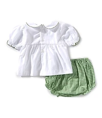 Petit Ami Baby Girls Holiday Hand Embroidered Fall Wreath Diaper Set