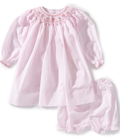 Petit Ami Baby Girls Long Sleeve Heart-Smocked Shift Dress