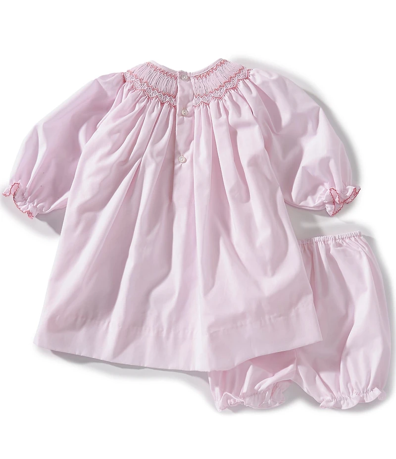 Petit Ami Baby Girls Long Sleeve Heart Smocking & Blooming Dress Set