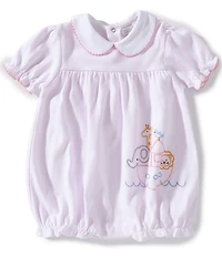 Petit Ami Baby Girls Noah's Ark Knit Short Sleeve Bubble