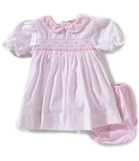 Petit Ami Baby Girls Short Sleeve Dotted Smocking & Matching Bloomers Dress Set