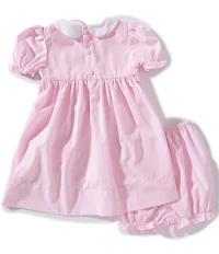 Petit Ami Baby Girls Short Sleeve Hand Picture Smocked Birthday Dress With Matching Bloomers