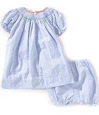 Petit Ami Baby Girls Short Sleeve Hand Picture Smocked Pumpkins Dress