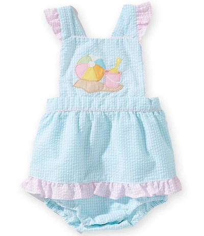 Petit Ami Baby Girls Sleeveless Beach Applique Seersucker Skirted Bubble