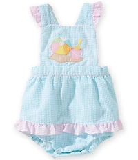 Petit Ami Baby Girls Sleeveless Beach Applique Seersucker Skirted Bubble