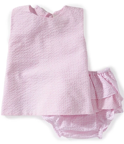 Petit Ami Baby Girls Sleeveless Popover Seersucker Tunic Top & Bloomers Set