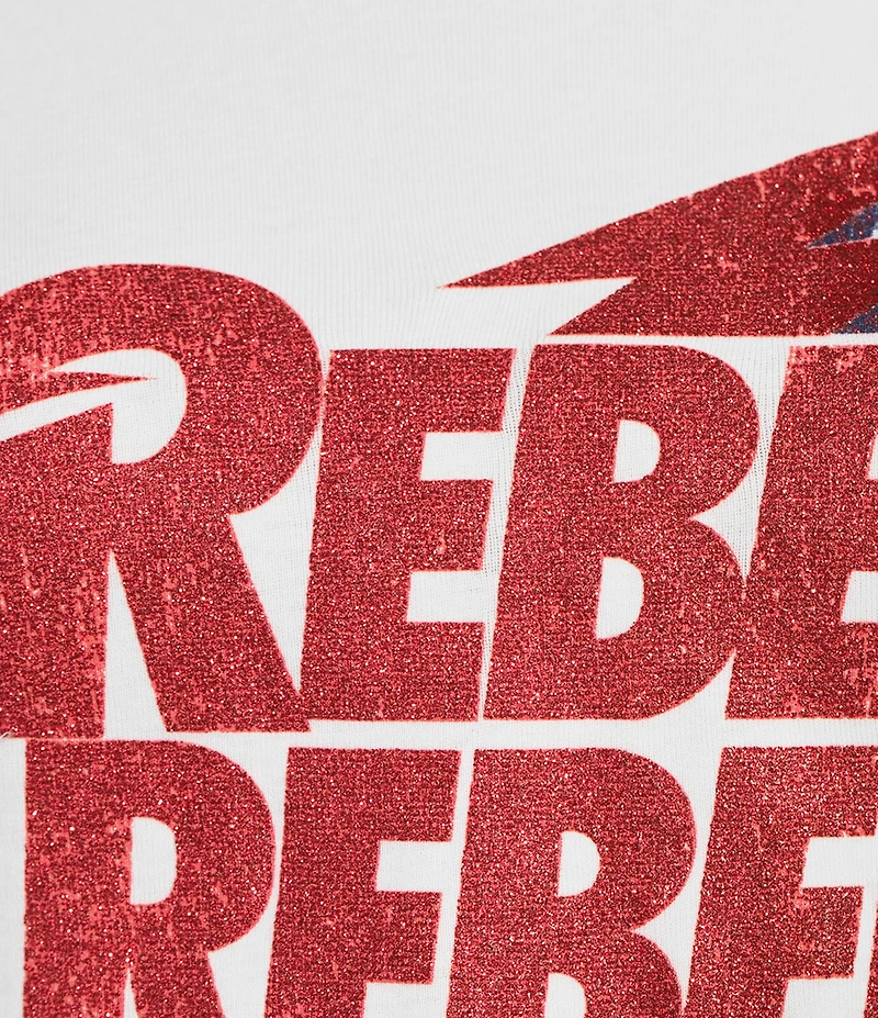 Philcos David Bowie Rebel Rebel Graphic Short Sleeve Cropped T-Shirt