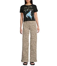Philcos Tom Petty Horse Graphic Crewneck Short Sleeve Cropped T-Shirt