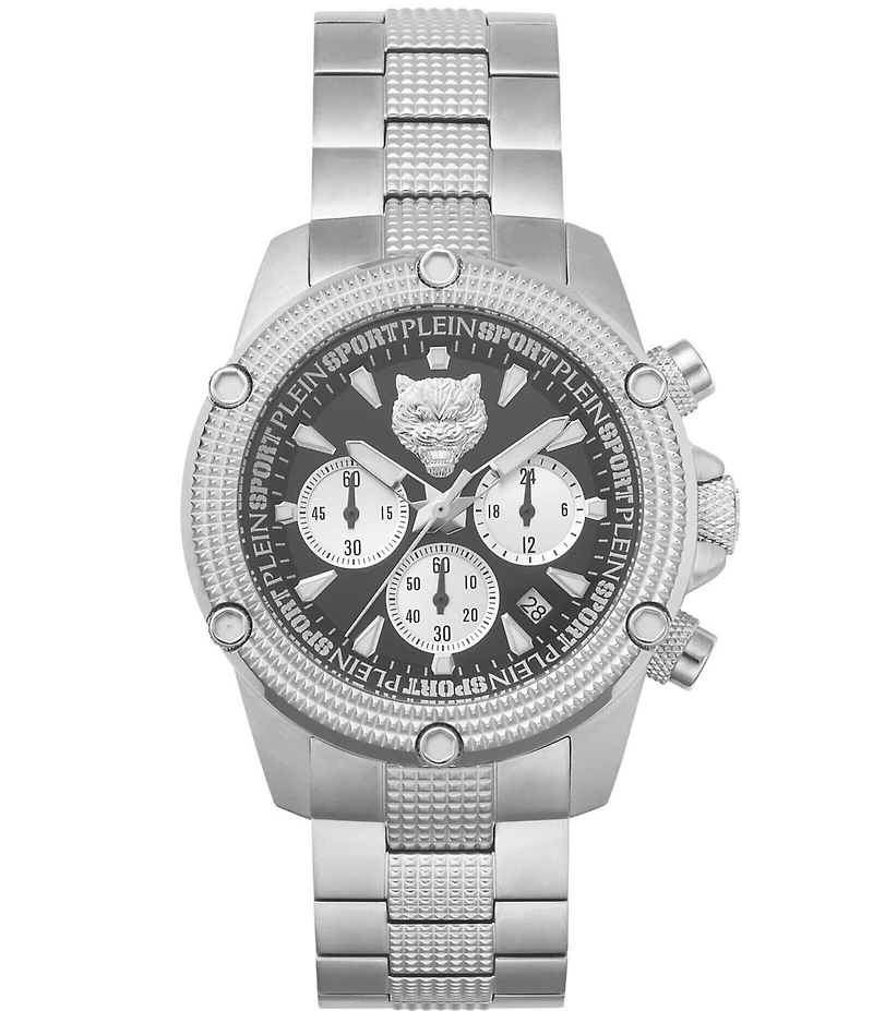 Philipp Plein Men's Hurricane Silver-Toned Stainless Steel Quartz Chronograph Watch