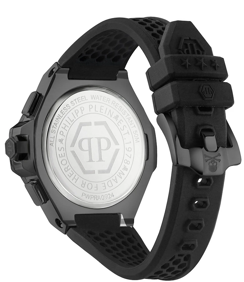 Philipp Plein Men's Chrono Royal Black Silicone Strap Watch