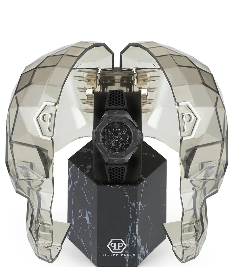 Philipp Plein Men's Chrono Royal Black Silicone Strap Watch