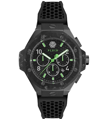 Philipp Plein Men's Chronograph Royal Black Silicone Strap Watch