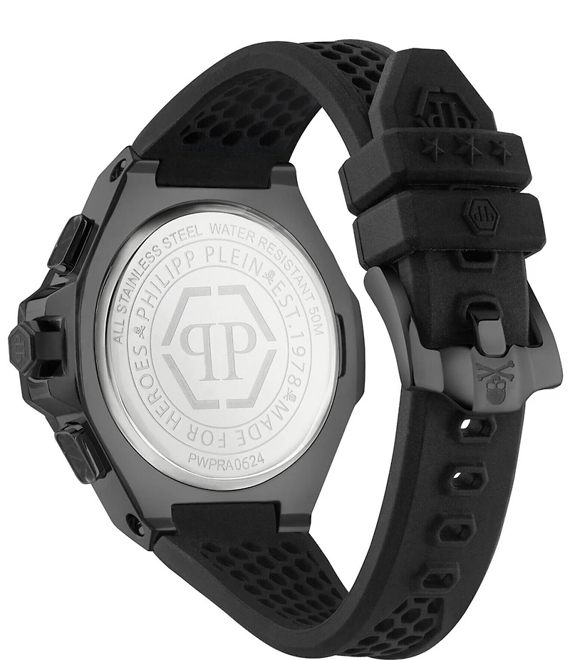 Philipp Plein Men's Chronograph Royal Black Silicone Strap Watch