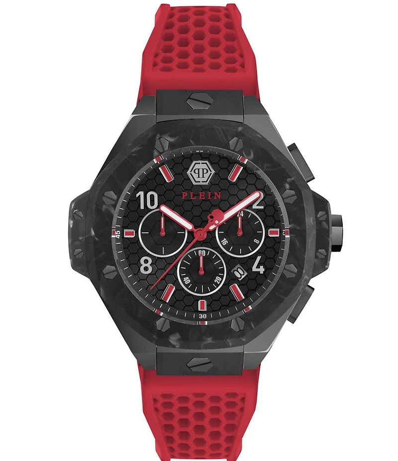 Philipp Plein Men's Chrono Royal Silicone Strap Buckled Watch