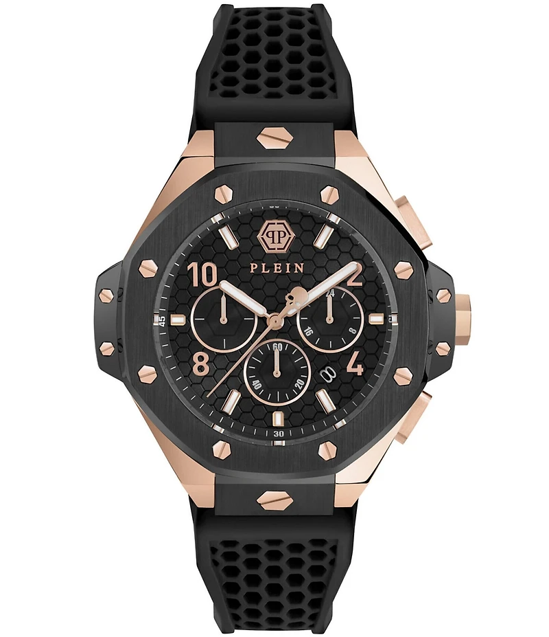Philipp Plein Men's Chrono Royal Black Silicone Strap Watch