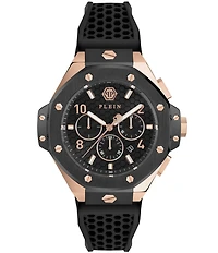 Philipp Plein Men's Chrono Royal Black Silicone Strap Watch