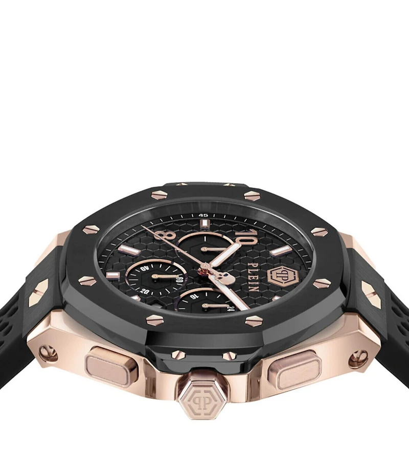 Philipp Plein Men's Chrono Royal Black Silicone Strap Watch