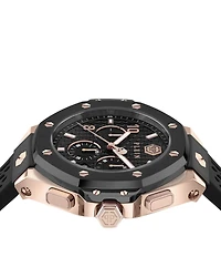 Philipp Plein Men's Chrono Royal Black Silicone Strap Watch