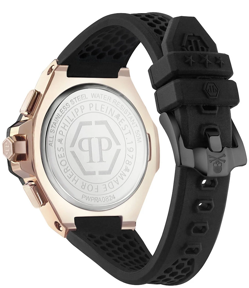 Philipp Plein Men's Chrono Royal Black Silicone Strap Watch