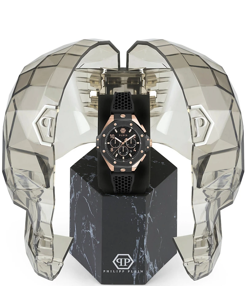 Philipp Plein Men's Chrono Royal Black Silicone Strap Watch