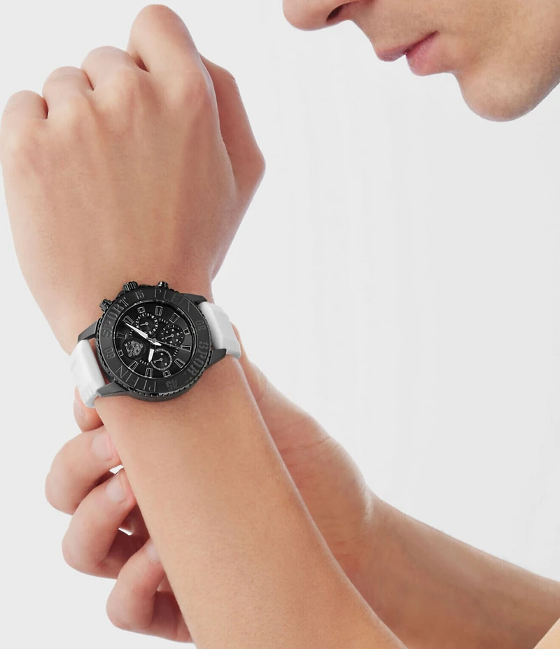 Philipp Plein Men's Glam Chronograph Metal Silicone Strap Watch