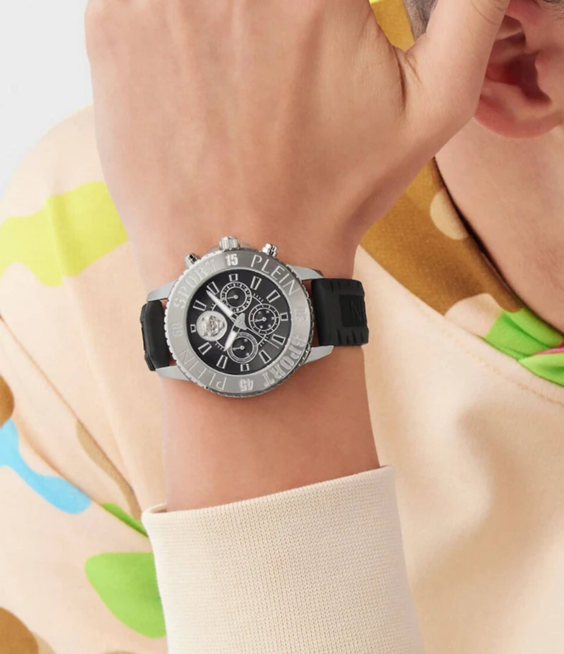 Philipp Plein Men's Glam Chronograph Metal Silicone Strap Watch