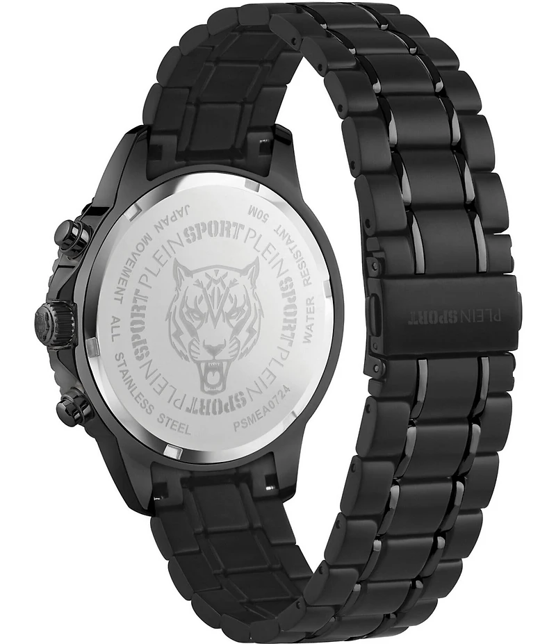 Philipp Plein Men's Glam Chronograph Black Stainless Steel Bracelet Watch