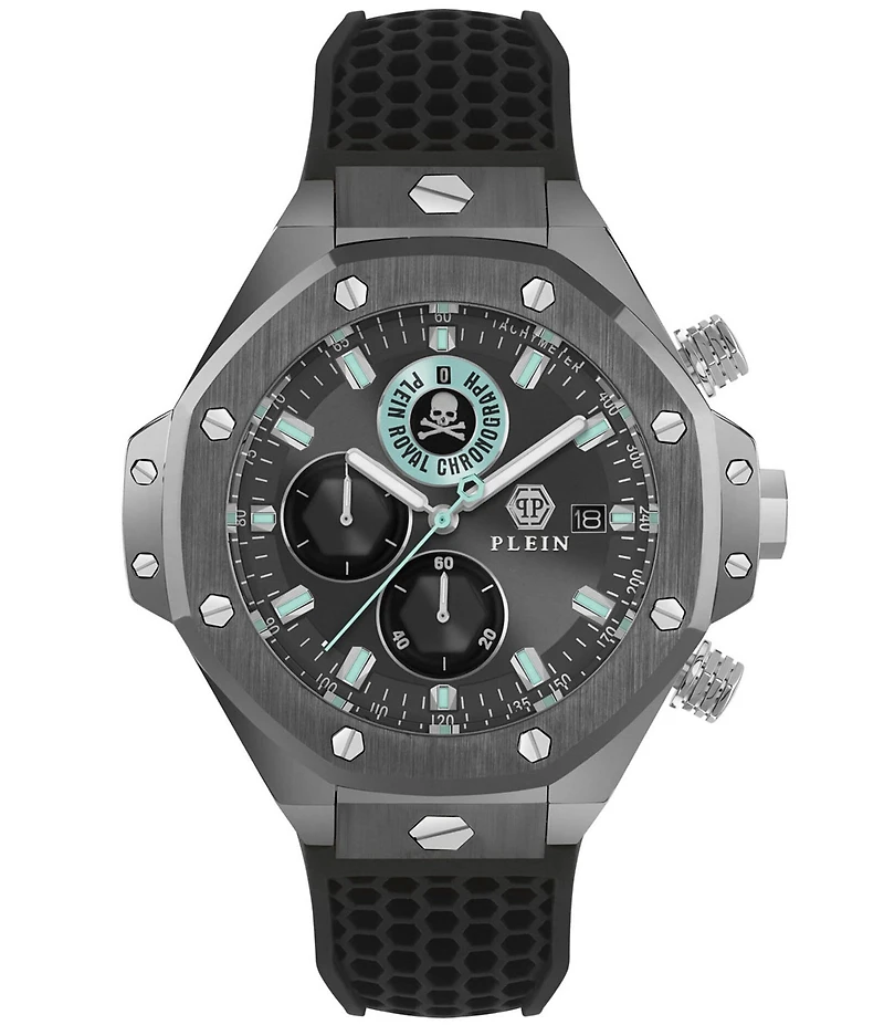 Philipp Plein Men's Plein Royal Chronograph Black Silicone Strap Watch