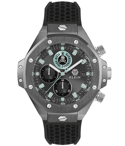 Philipp Plein Men's Plein Royal Chronograph Black Silicone Strap Watch