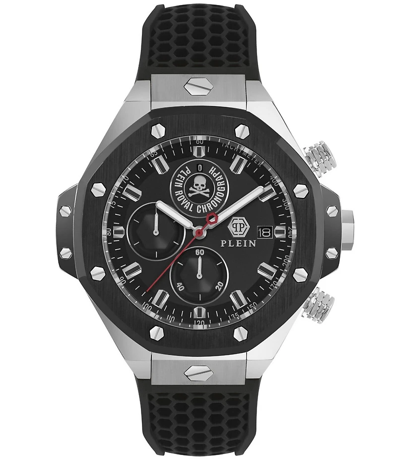 Philipp Plein Men's Plein Royal Chronograph Black Silicone Strap Watch