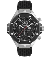Philipp Plein Men's Plein Royal Chronograph Black Silicone Strap Watch