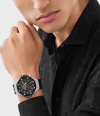 Philipp Plein Men's Plein Royal Chronograph Black Silicone Strap Watch