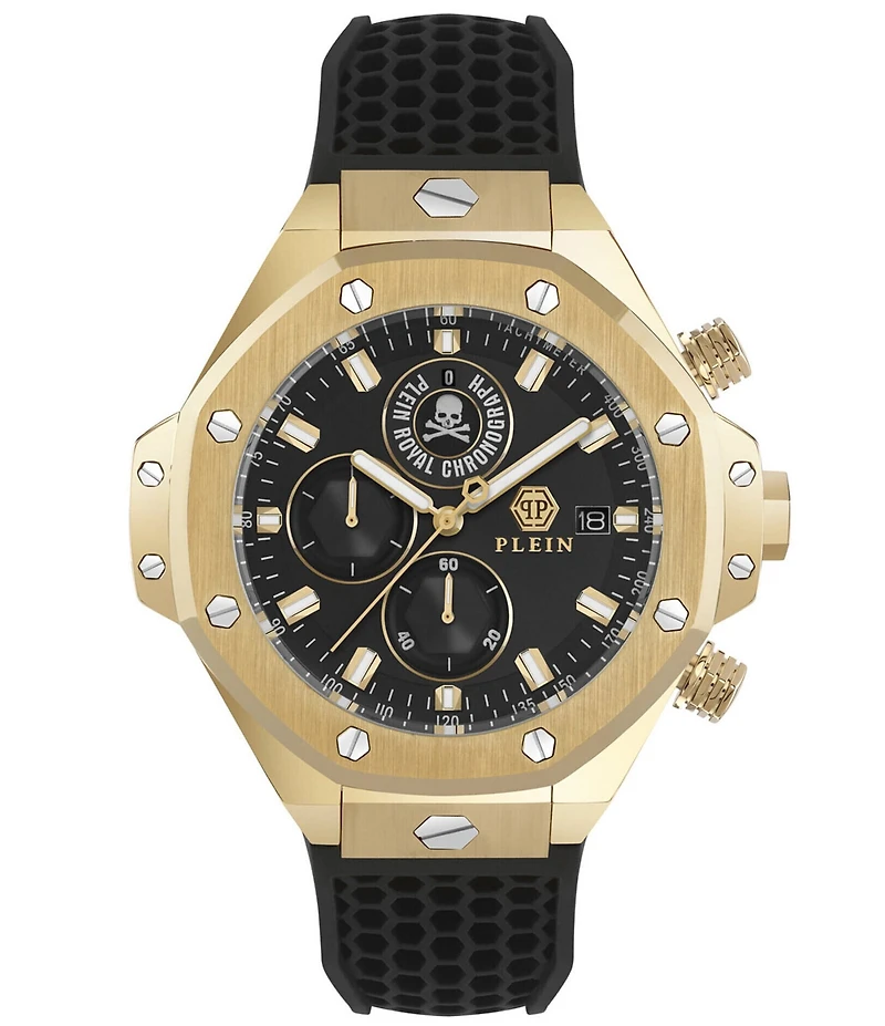 Philipp Plein Men's Plein Royal Chronograph Black Silicone Strap Watch