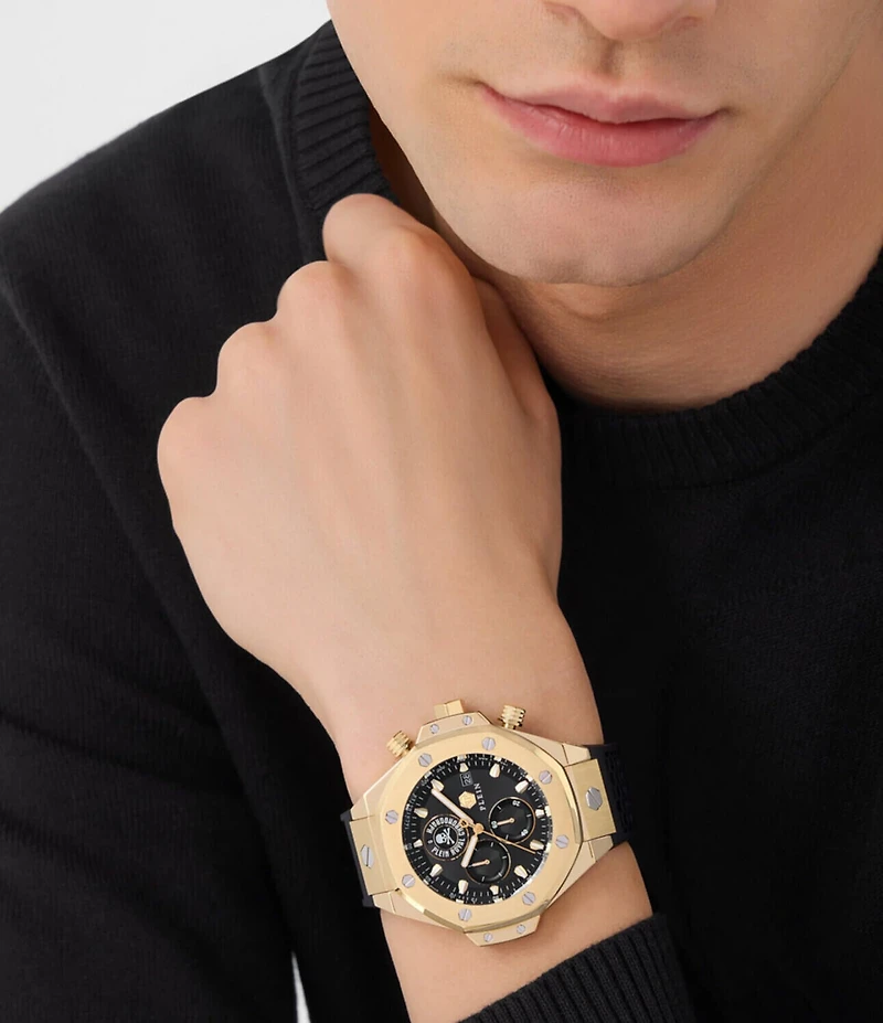 Philipp Plein Men's Plein Royal Chronograph Black Silicone Strap Watch